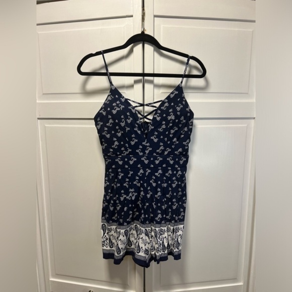Favlux Romper Size Medium Color Blue And White